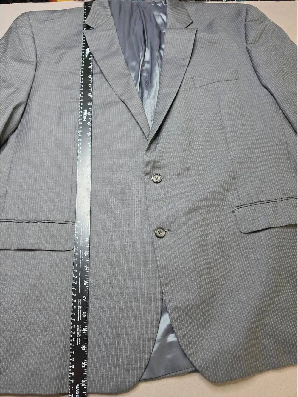 Ralph Lauren Men’s 54L Gray Pinstripe 100% Wool Blazer Sport Coat 2 Button